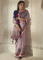 Pink Organza Brasso Saree