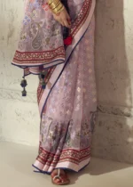 Pink Organza Brasso Saree