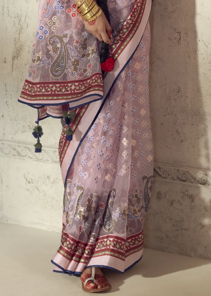 Pink Organza Brasso Saree