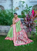 Pista Green Paithani Silk Saree