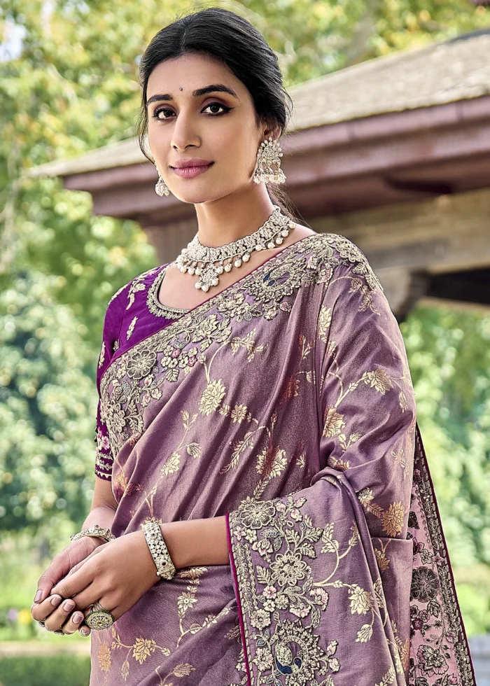 Purple Banarasi Saree