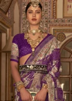 Purple Printed Silk Saree