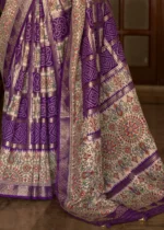 Purple Printed Silk Saree