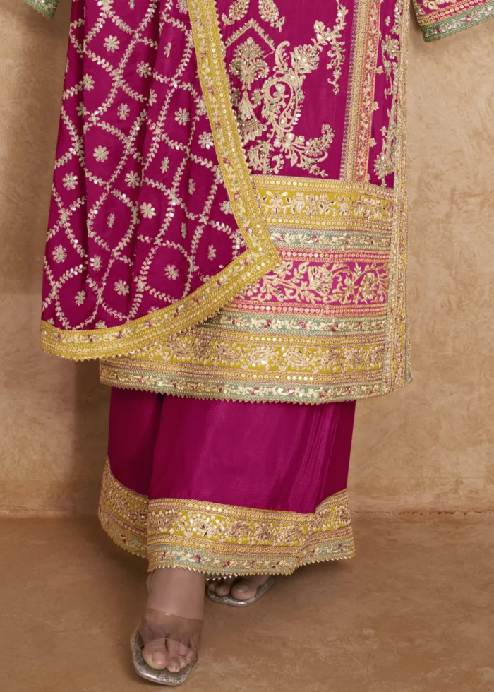 Rani Pink Palazzo Suit with Embroidery