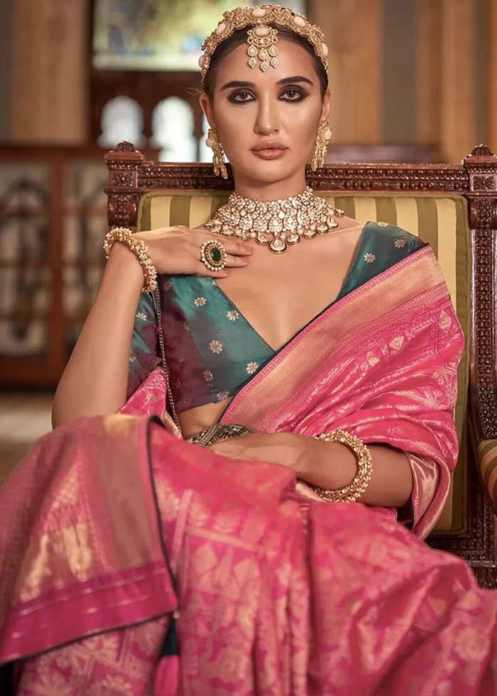 Rose Pink Banarasi Saree