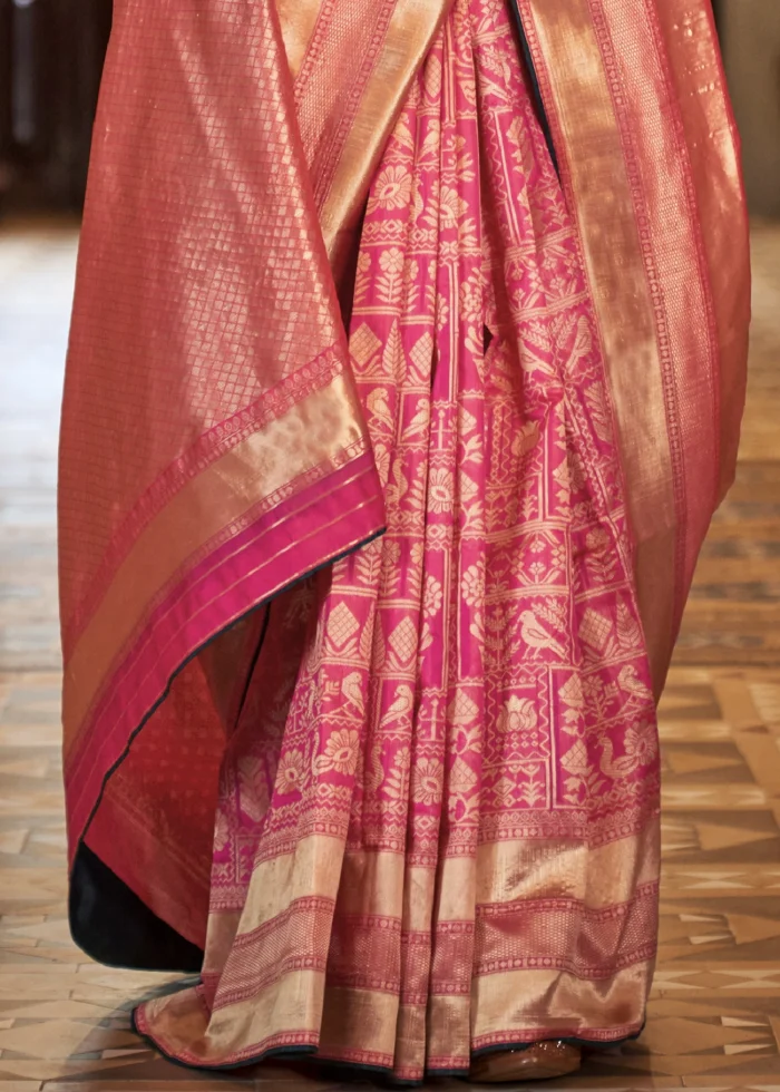 Rose Pink Banarasi Saree