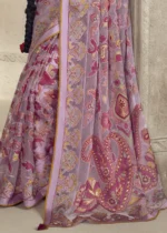 Rose Pink Organza Brasso Saree