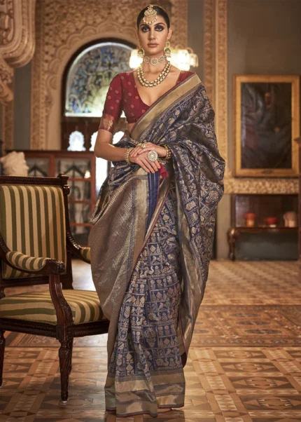 Royal Blue Banarasi Saree