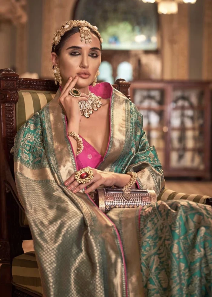 Sea Green Banarasi Saree