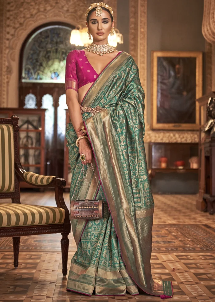 Sea Green Banarasi Saree