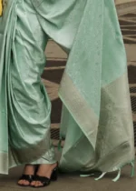 Sea Green Banarasi Satin Silk Saree