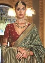 Teal Green Banarasi Saree