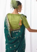 Teal Green Kora Silk Saree