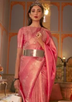 Watermelon Pink Kanjivaram Silk Saree