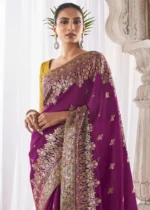 Wine Kora Silk Saree