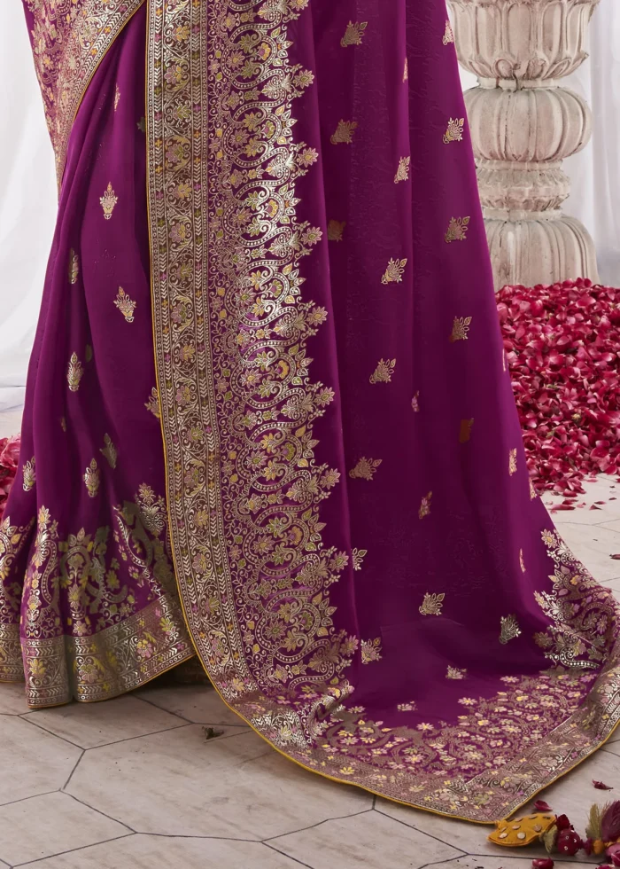 Wine Kora Silk Saree