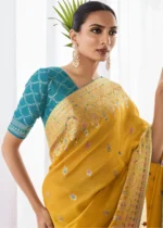 Yellow Kora Silk Saree