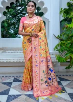 Yellow Paithani Silk Saree