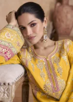 Yellow Palazzo Suit with Embroidery