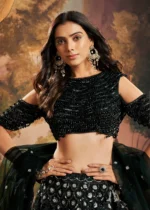 Black Embroidered Net Ready to Wear Lehenga