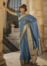 Blue Banarasi Khaddi Silk Saree