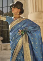 Blue Banarasi Khaddi Silk Saree