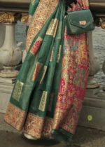 Bottle Green Kashmiri Jamawar Saree