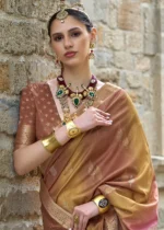 Brown Printed Soft Silk Saree