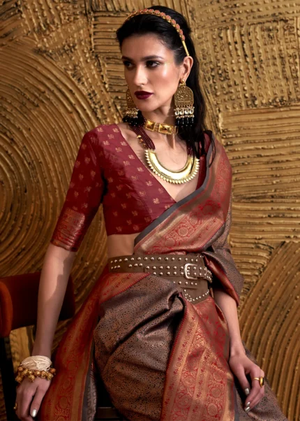 Coffee Brown Kanjivaram Saree