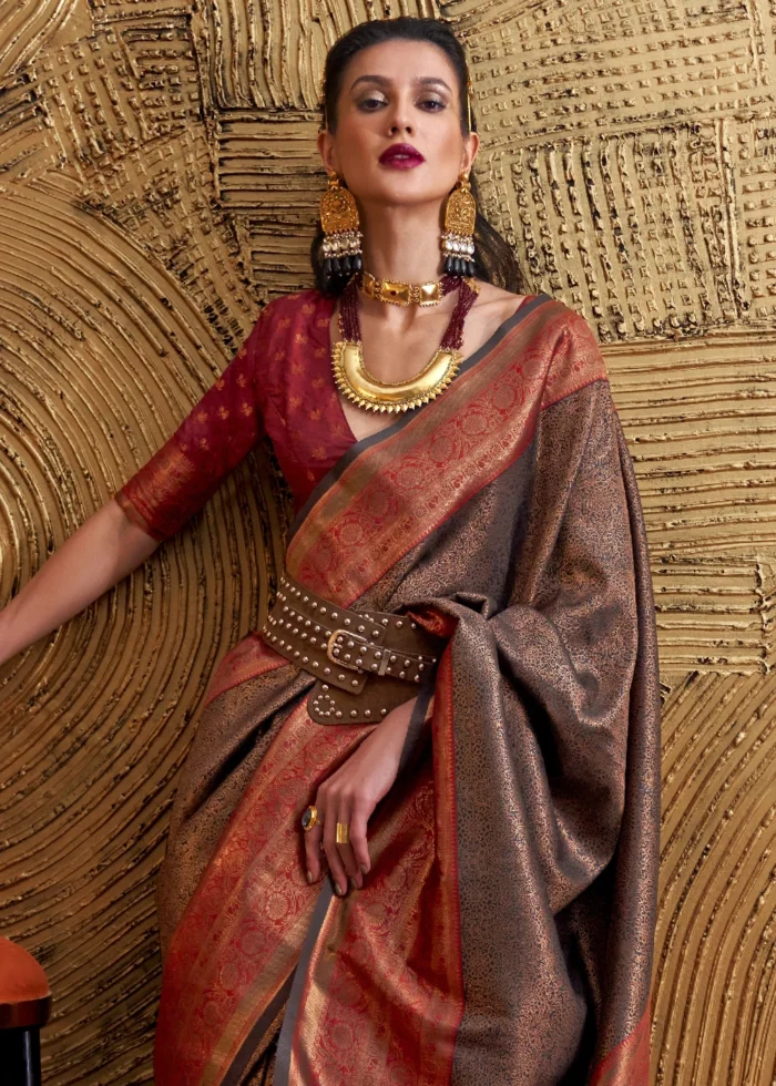 Coffee Brown Kanjivaram Saree