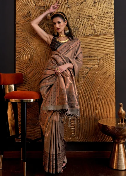 Copper Brown Kanjivaram Saree