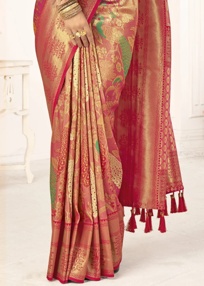 Dark Peach Kanjivaram Saree