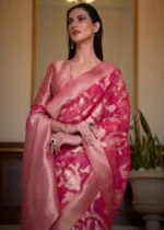 Fuchsia Pink Banarasi Organza Silk Saree