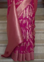 Fuchsia Pink Banarasi Organza Silk Saree