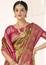 Golden Olive Kanjivaram Saree