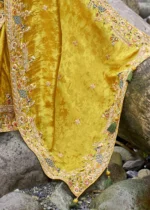 Golden Yellow Embroidered Silk Saree