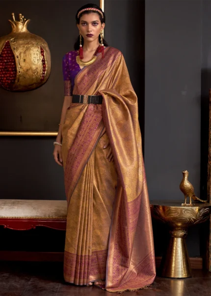 Golden Yellow Kanjivaram Saree