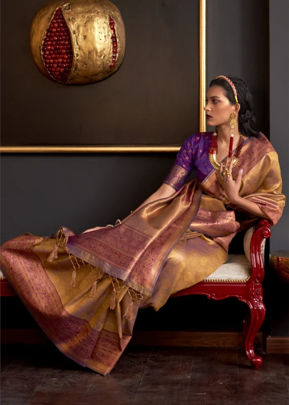 Golden Yellow Kanjivaram Saree