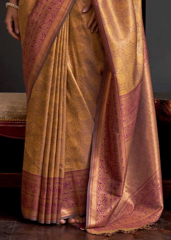 Golden Yellow Kanjivaram Saree