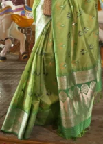 Leaf Green Banarasi Silk Saree