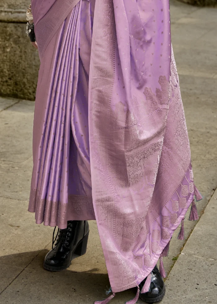 Light Purple Banarasi Satin Silk Saree