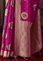 Magenta Georgette Silk Banarasi Saree with Meenakari