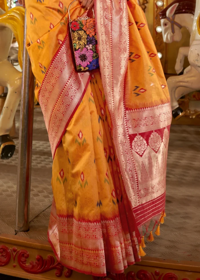 Marigold Orange Banarasi Silk Saree