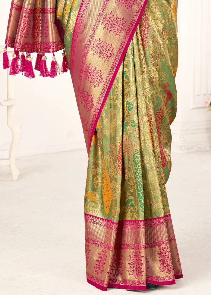 Mehndi Green Kanjivaram Saree