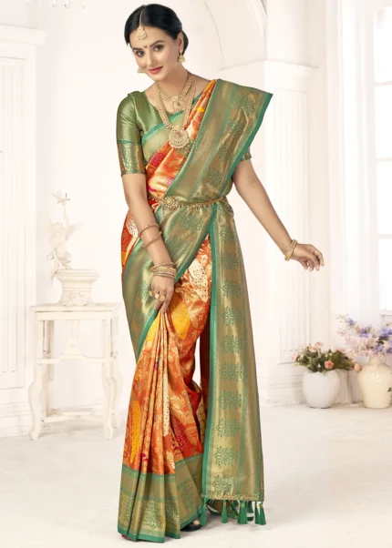 Orange Kanjivaram Saree