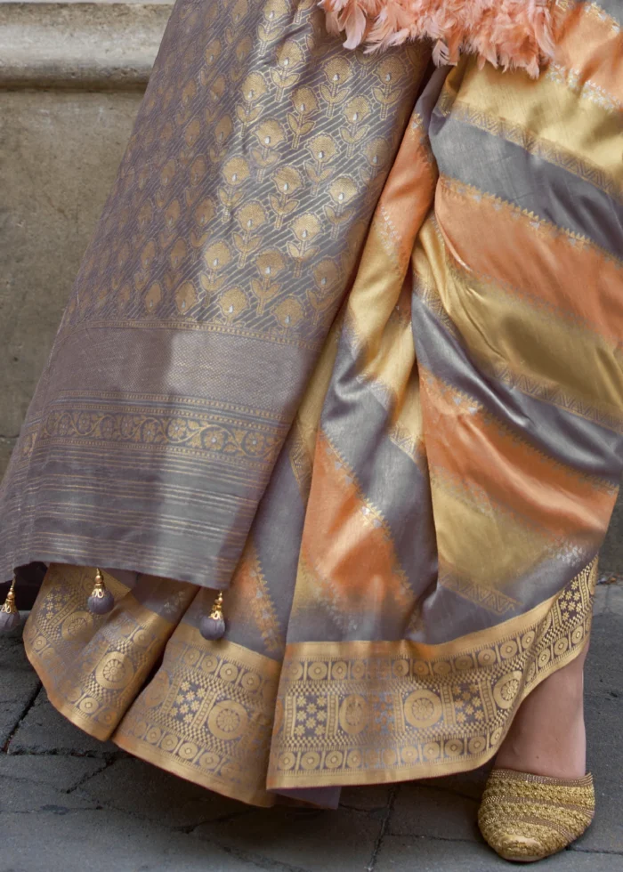 Orange Printed Soft Silk Saree