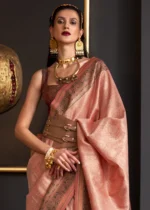 Peach Kanjivaram Saree with Contrast Blouse