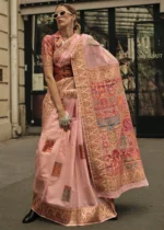 Peach Kashmiri Jamawar Saree