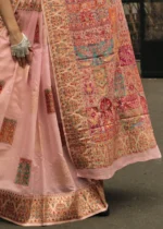 Peach Kashmiri Jamawar Saree