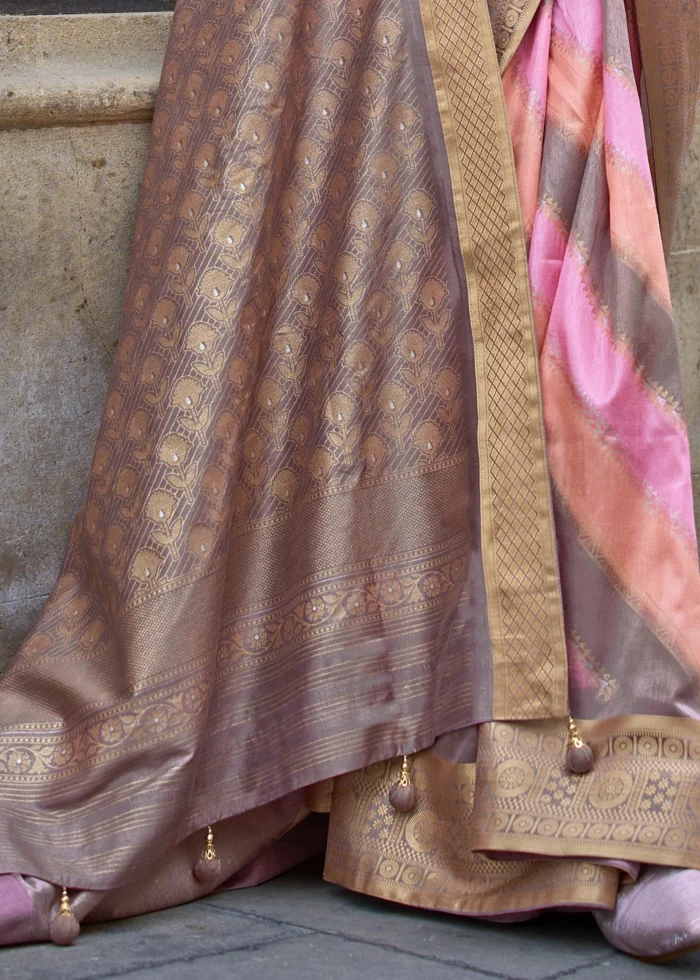 Peach Printed Soft Silk Saree